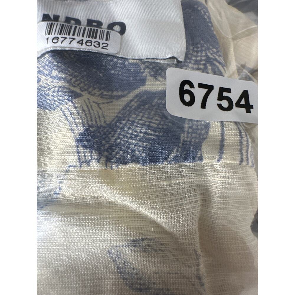 Sandro Josella Dress Linen Blend Floral Puff Sleeve Mini Ecru Blue FR 40 US 8 - Picture 10 of 10